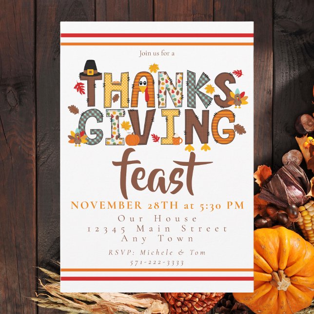 Invitación  Thanksgiving Feast Script Festive  (Subido por el creador)