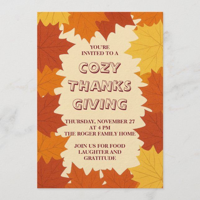 Invitación Thanksgiving Invitation – Autumn Leaves Fall  (Anverso)