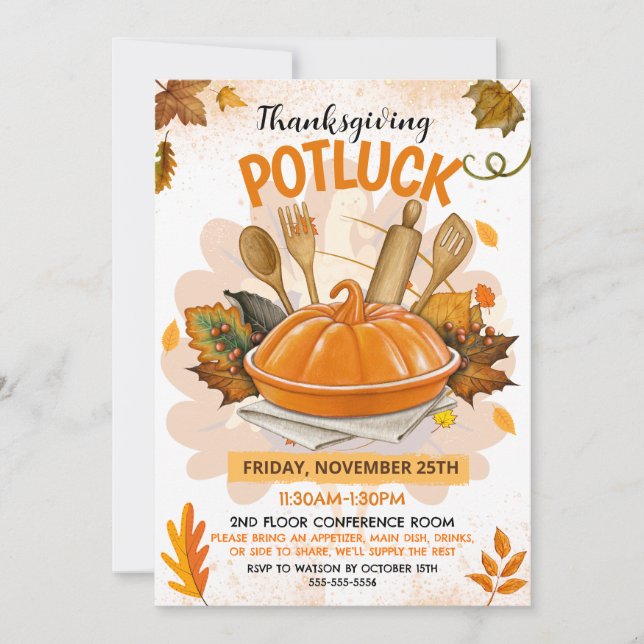 Invitación Thanksgiving Potluck Invitation (Anverso)