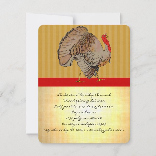 Invitación Thanksgiving Turkey Dinner Party Invitations (Anverso)