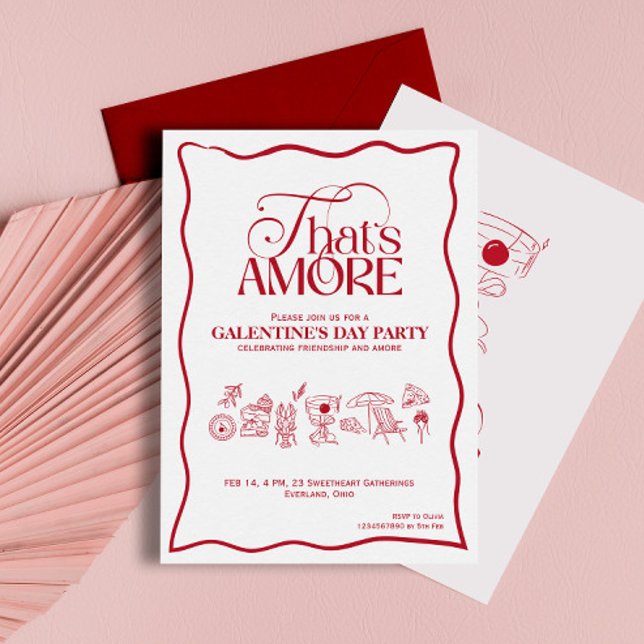 Invitación “That’s Amore” GALENTINES Red Party Invitation (Subido por el creador)