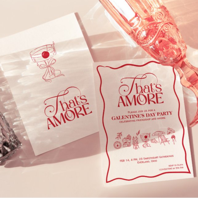 Invitación “That’s Amore” GALENTINES Red Party Invitation (Subido por el creador)