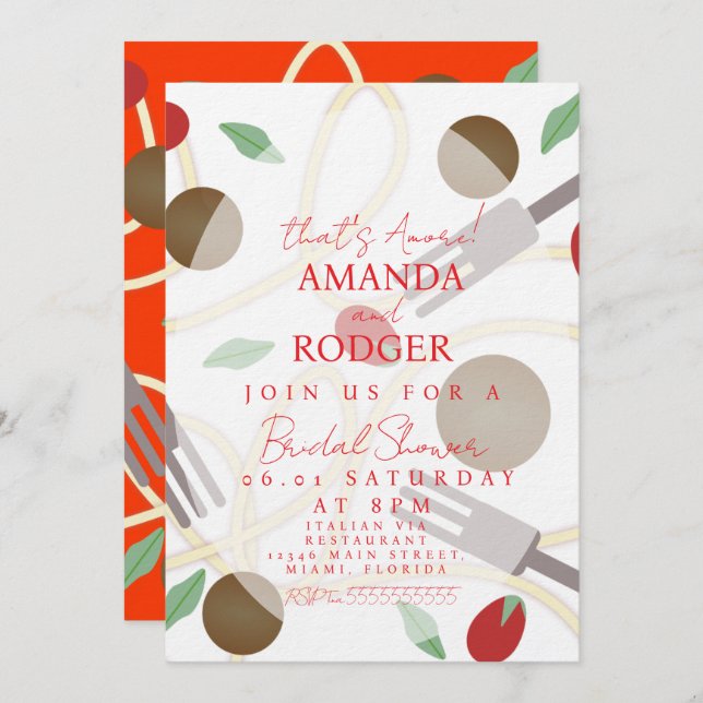 Invitación That’s Amore Italian Pasta Wedding (Anverso / Reverso)