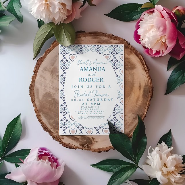 Invitación That’s Amore Italian Tiles Hearts Wedding (Subido por el creador)