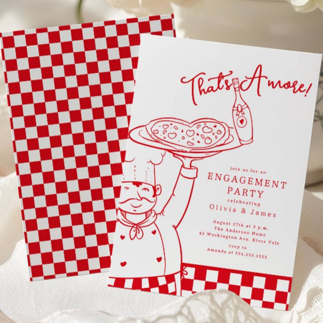 Invitación That’s Amore Pizza Engagement Party Invite (Subido por el creador)
