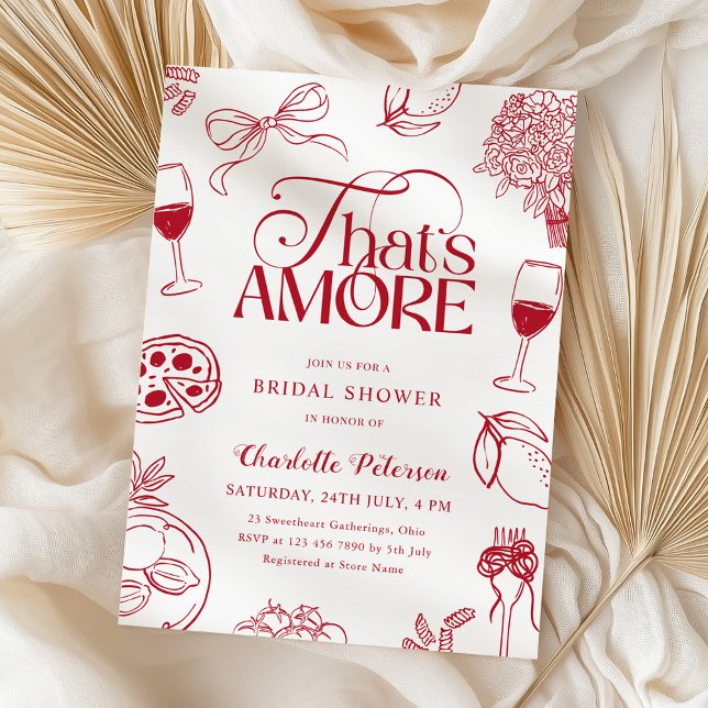 Invitación That’s Amore Red Bridal Shower (Subido por el creador)