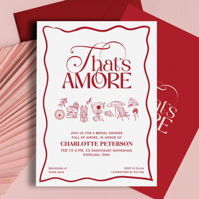 Invitación That’s Amore Red hand drawn Bridal Shower invite (Subido por el creador)