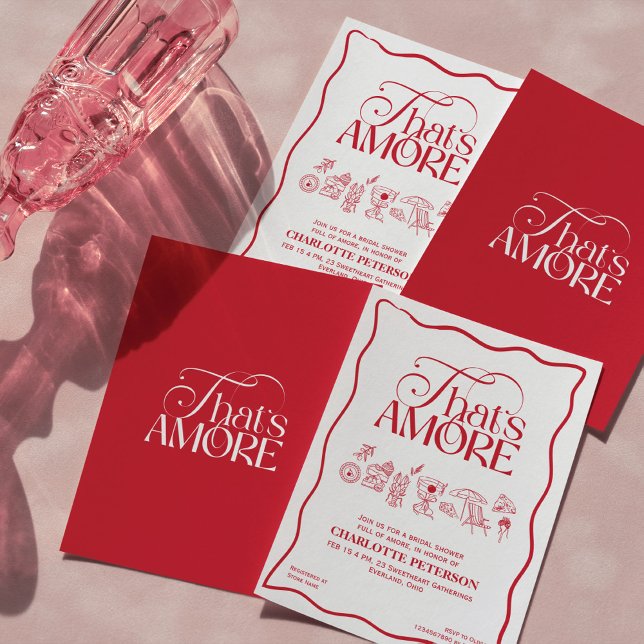 Invitación That’s Amore Red hand drawn Bridal Shower invite (Subido por el creador)