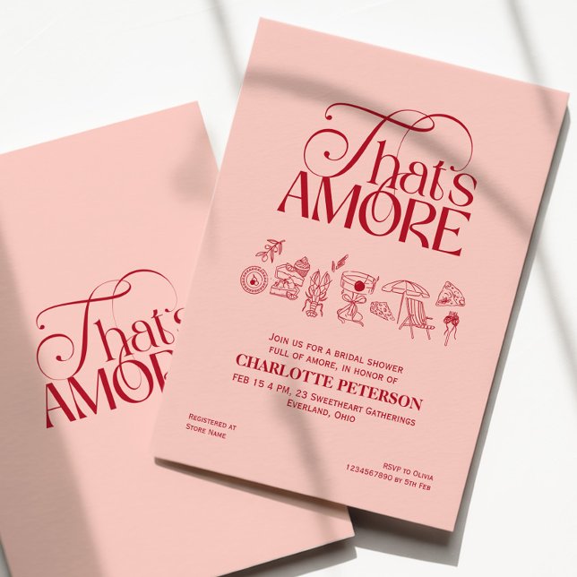 Invitación That’s Amore Red soft pink Bridal Shower invite (Subido por el creador)