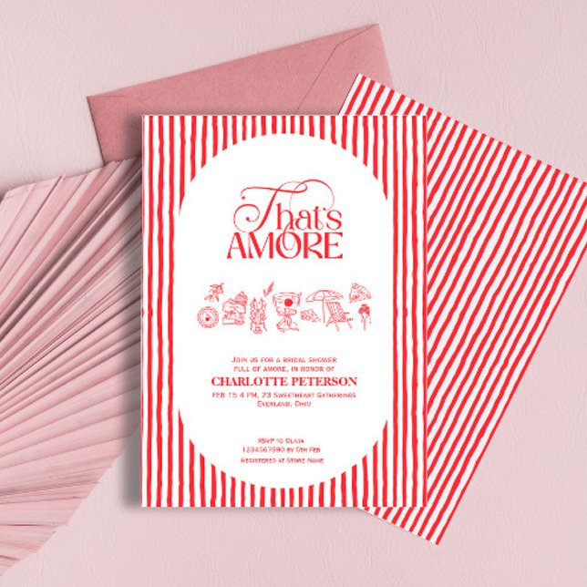 Invitación That’s Amore Red stripes Bridal Shower invite (Subido por el creador)