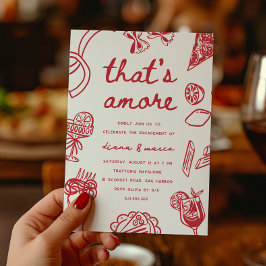 Invitación "That's Amore" Fiesta de Compromiso Italiana
