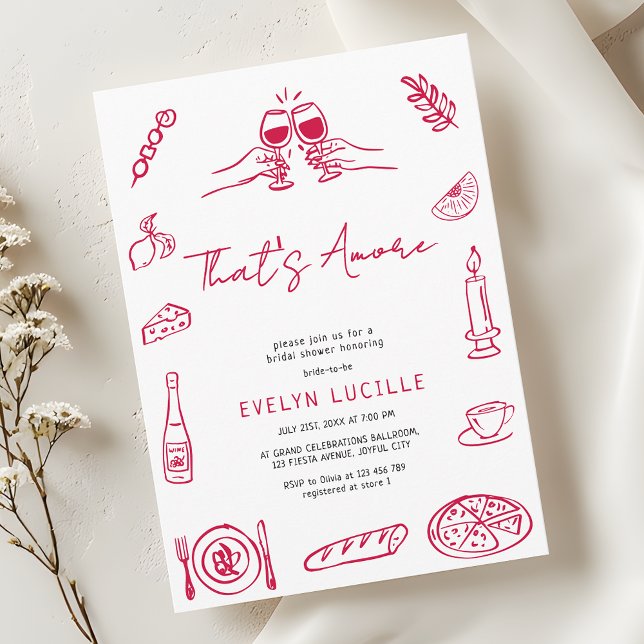 Invitación That's Amore Hand Drawn Quirky Retro Bridal Shower (Subido por el creador)