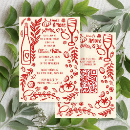 Invitación That's Amore Italian Food CUSTOM Bridal Shower QR 
