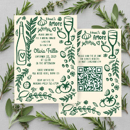 Invitación That's Amore Italian Food CUSTOM Bridal Shower QR 