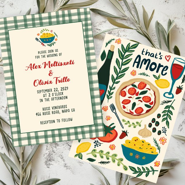 Invitación That's Amore Italian Food CUSTOM Plaid Wedding (That's Amore Italian Food CUSTOM Plaid Wedding Invitation
)