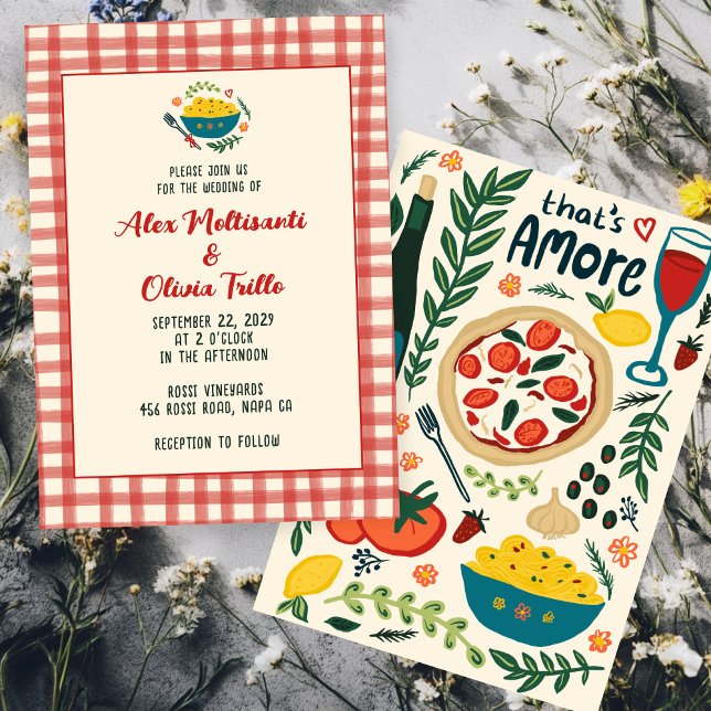 Invitación That's Amore Italian Food CUSTOM Plaid Wedding (That's Amore Italian Food CUSTOM Plaid Wedding Invitation
)