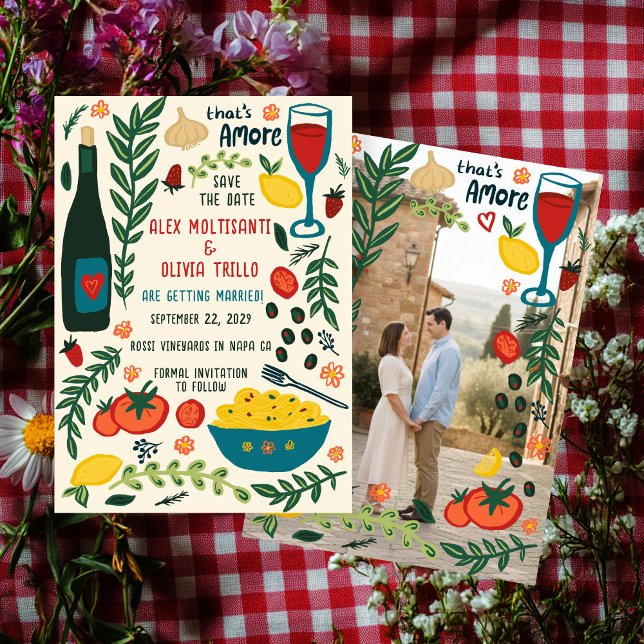 Invitación That's Amore Italian Food SAVE THE DATE Engagement (That's Amore Italian Food SAVE THE DATE Custom Photo Engagement Invitation
)
