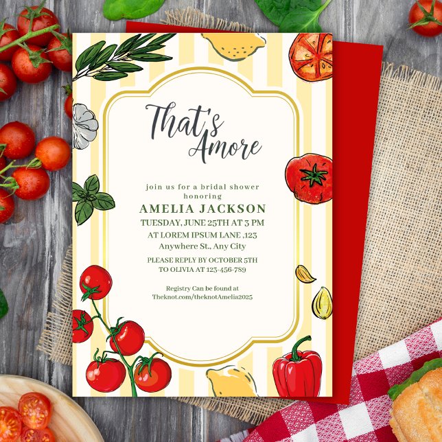 Invitación Thats amore Italian pizza and pasta bridal shower (Subido por el creador)