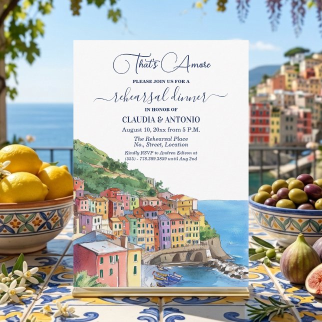 Invitación That's Amore Italian Riviera Rehearsal Dinner (Subido por el creador)