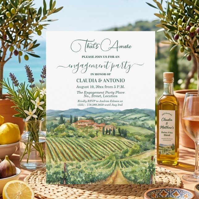 Invitación That's Amore Italian Vineyard Engagement Party (Subido por el creador)