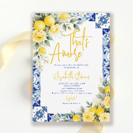 Invitación That's Amore Lemon and Blue Floral Bridal Shower 