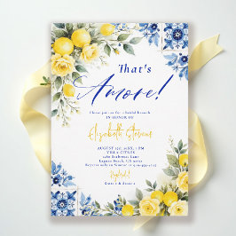Invitación That's Amore Lemon Blue Frame Roses Bridal Shower 