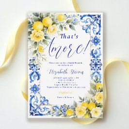 Invitación That's Amore Lemon Blue Tile Floral Bridal Shower 