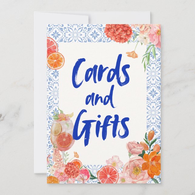 Invitación Thats amore mediterranean blue tiles bridal shower (Anverso)