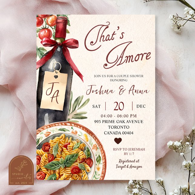 Invitación That's Amore Pasta and Wine Bridal Shower (Subido por el creador)