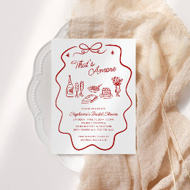 Invitación That's Amore Red Doodle Frame, Blank Back Shower