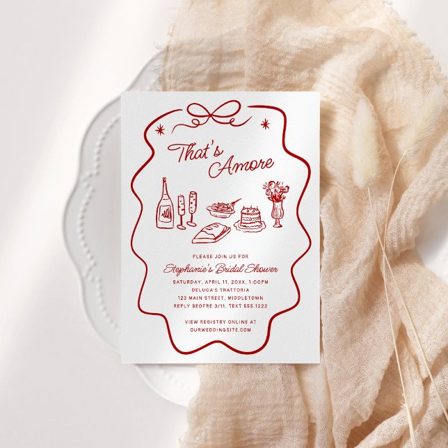 Invitación That's Amore Red Doodle Frame, Blank Back Shower (Subido por el creador)