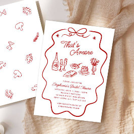 Invitación That's Amore Red Doodle Frame Bridal Shower