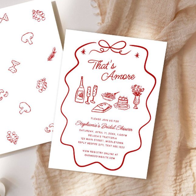 Invitación That's Amore Red Doodle Frame Bridal Shower (Subido por el creador)