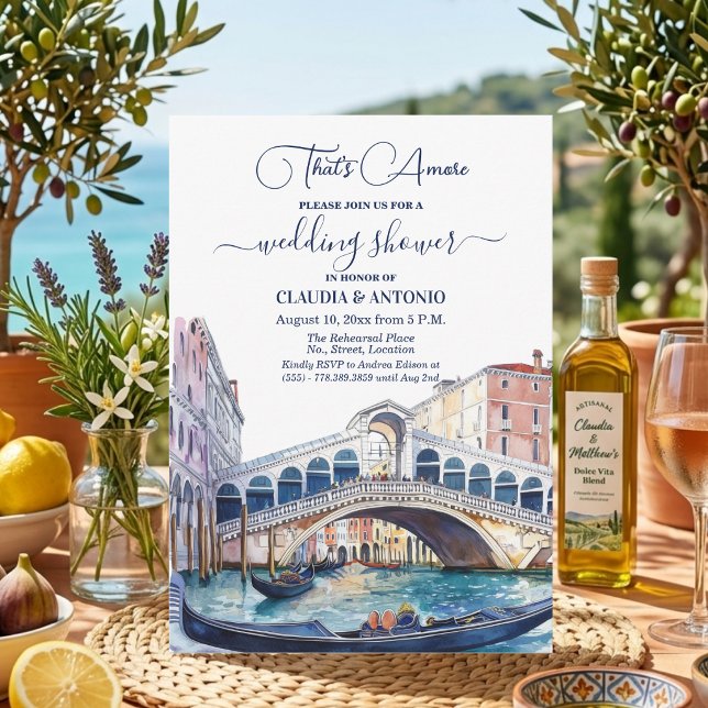Invitación That's Amore Watercolor Venice Wedding Shower (Subido por el creador)