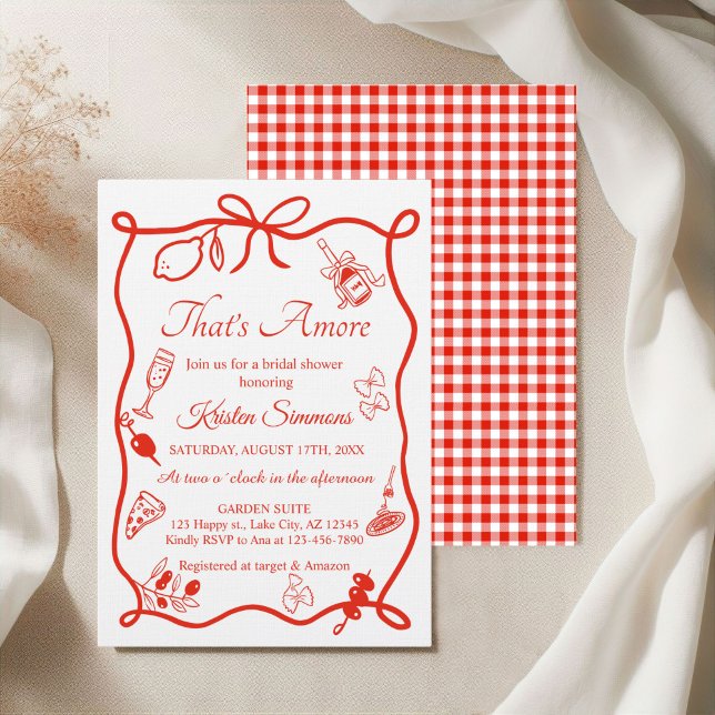 Invitación That's Amore Whimsical Italian Pizza Bridal Shower (That's Amore Italian Food Bridal shower Invitation)