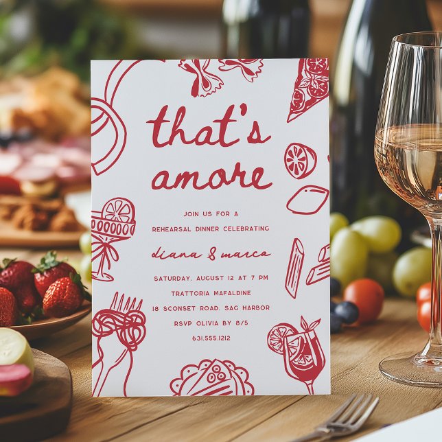 Invitación "That's Amore" Whimsical Italian Rehearsal Dinner (Subido por el creador)