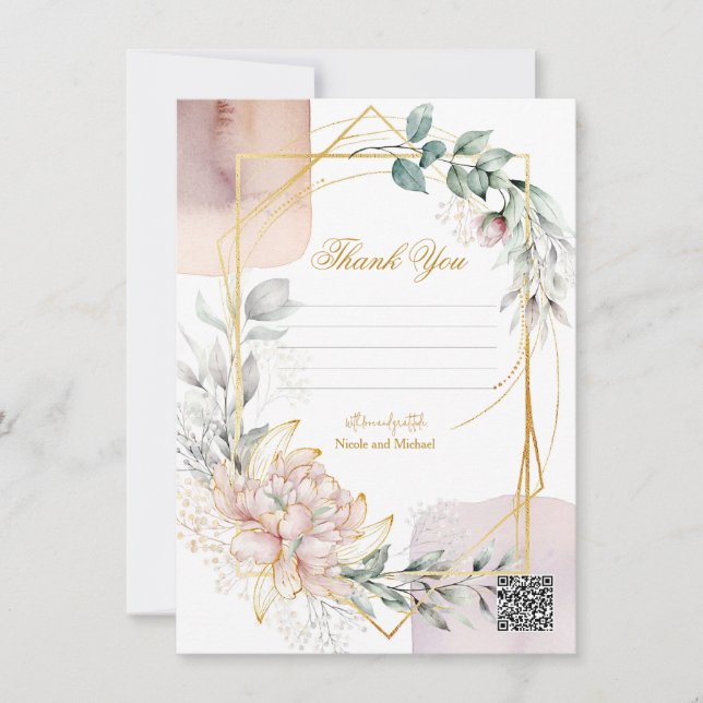 Invitación The Aureate Frame Mauve Floral Greenery Wedding  (Anverso)