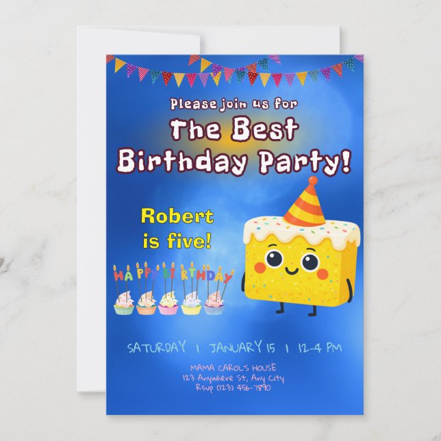 Invitación The Best Birthday Party Cake Invitation (Anverso)