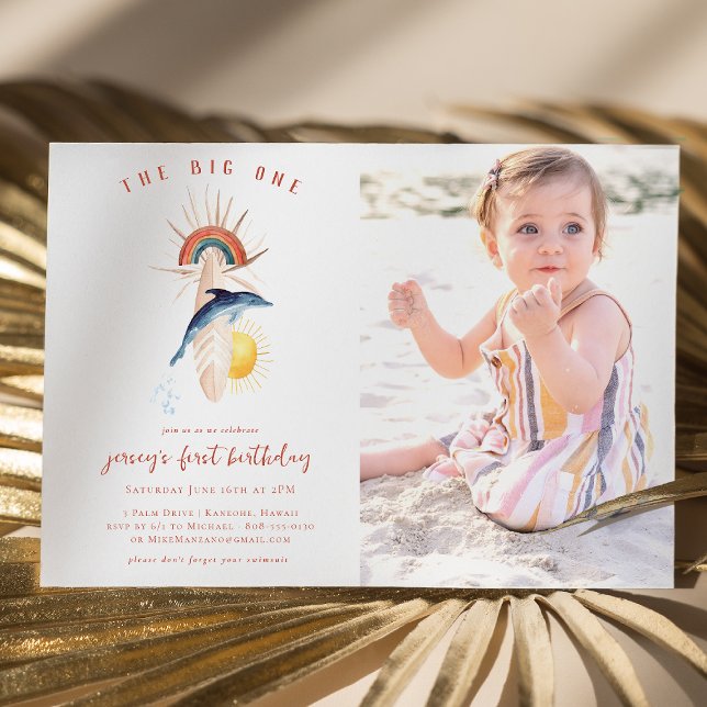 Invitación The Big One | Cumpleaños Retro de Verano Surf (Subido por el creador)