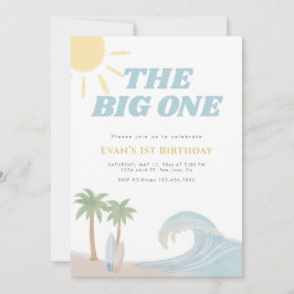 Invitación The Big One Playa Surf Verano Acuarela Costera 