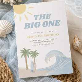 Invitación The Big One Playa Surf Verano Acuarela Costera