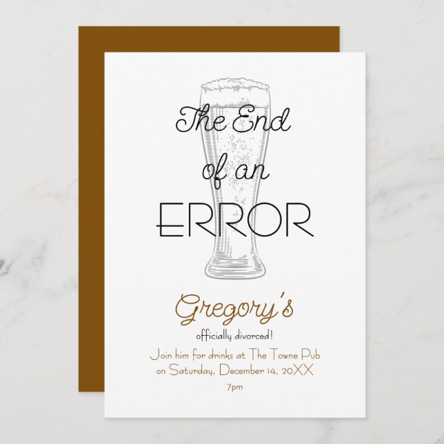 Invitación The End of an Error Beer Divorce Party (Anverso / Reverso)