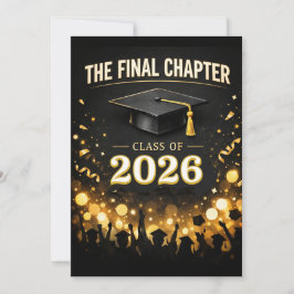 Invitación The Final Chapter Elegant Graduation Party Custom