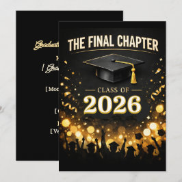 Invitación The Final Chapter Elegant Graduation Party Custom