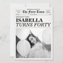 Invitación The Forty Times Newspaper 40th Birthday Party