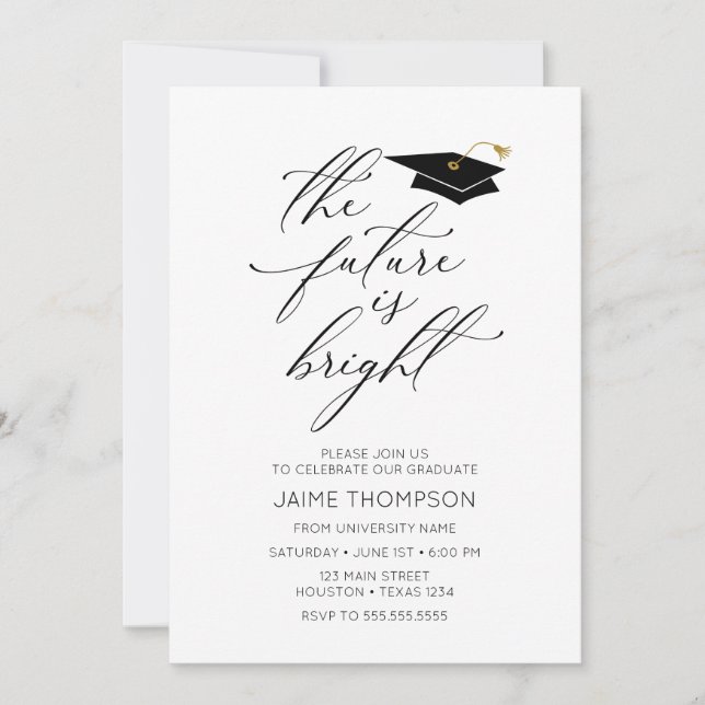 Invitación The future is bright Modern Graduation Invitation (Anverso)
