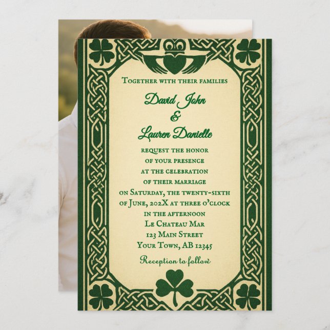 Invitación The Gaelic Seal Photo Wedding Invitation (Anverso / Reverso)
