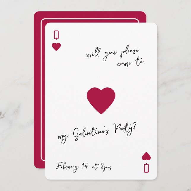 Invitación The Galentines Club Queen Of Hearts Invitation (Anverso / Reverso)