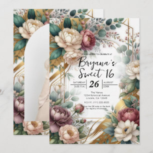 Invitación The Gilded Secret Garden Floral Glam Sweet 16