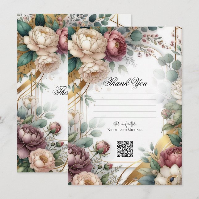 Invitación The Gilded Secret Garden Floral Glam Wedding (Anverso / Reverso)